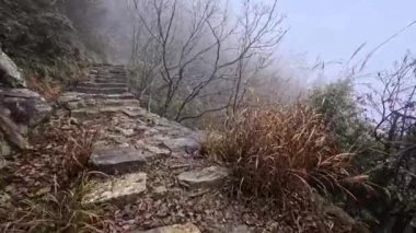 Yürüyüşçülerin macerası yoğun sis ve ağaçlarla çevrili engebeli bir dağ yolunda başlar. Her adımda yıpranmış taş basamaklar ve büyüleyici bir atmosfer ortaya çıkıyor..