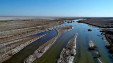 Hindistan 'da bir çöl nehri. Suyla dolu güzel bir ovada durgun bir su var.