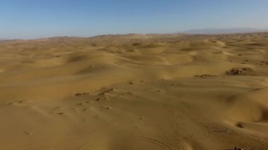 İnsanlar çölde kum tepelerinde eğleniyor. Off-road sürüşü. Develer. tırmanıyor.