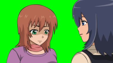 Anime anime tarzı çizgi film kızı. vektör illüstrasyonu