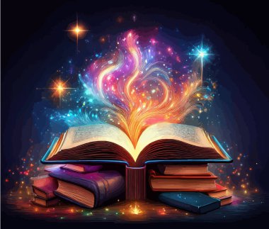 Renkli ışıklandırmalı sihirli kitap