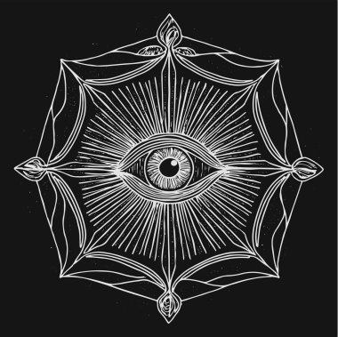 Bir insan gözünün kutsal geometrisi. Kutsal geometri. vektör illüstrasyonu.