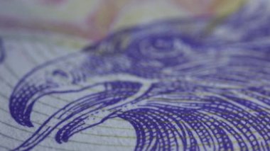 Çek banknotu aşırı detay yakın çekim. 1000 Crowns faturası. Ulusal banka basılı para birimi. Tarama ve yazdırma sembolleri.