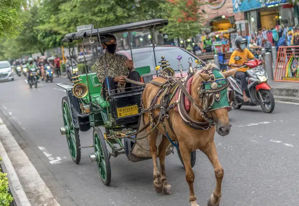 Yogyakarta, Endonezya 'da at arabası.