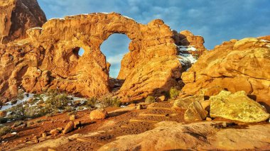 Arches National Park Winter Window Rock Formation Moab Utah clipart