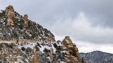 Winter Driving Snowy Roads Mount Lemmon Catalina Mountains Tucson Arizona clipart