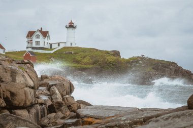 Cape Neddick Nubble Lighthouse York Maine clipart