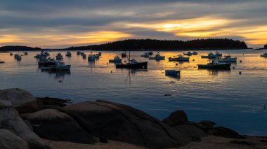 Stonington Maine Deer Isle Coastal Fishing Town Sunset clipart