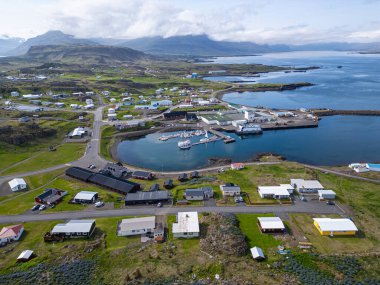 Aerial view of town of Djupivogur in east Iceland clipart