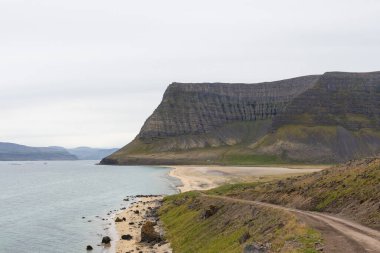 Arnarfjordur 'un güzel dağ manzarası İzlanda' nın batı fiyortlarında