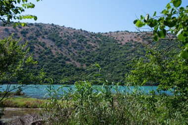 Güney Arnavutluk 'taki Butrint ulusal arkeoloji parkının güzel manzarası