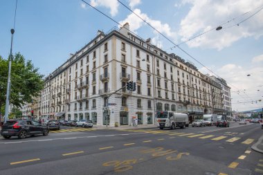 Cenevre İsviçre, 26 Haziran. 2023: şehir merkezinde binalar ve caddeler