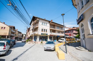 Prishtina Kosova, 26 Haziran. 2023: Şehir merkezinde sokaklar ve binalar
