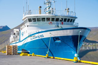 İzlanda 'yı korudum. 23 Ağustos. 2023: Trawler Pall Palsson limanda
