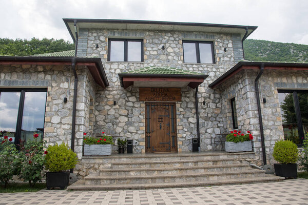 Fierze Albania - July 2. 2023: Restaurant in the hills of north Albania