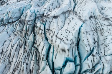 Güney İzlanda 'daki Vatnajokull Ulusal Parkı' ndaki Flaajokull buzulunun hava görüntüsü