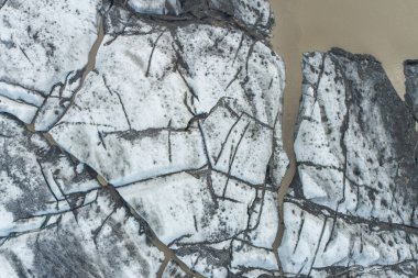 Güney İzlanda 'daki Vatnajokull Ulusal Parkı' ndaki Flaajokull buzulunun hava görüntüsü