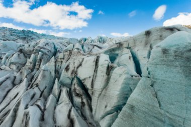 Güney İzlanda 'daki Vatnajokull Ulusal Parkı' ndaki Flaajokull buzulunun hava görüntüsü