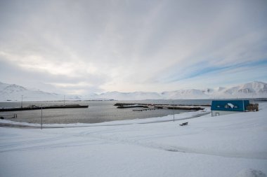 Kuzey İzlanda limanının üzerindeki Hrisey adasından görüntü