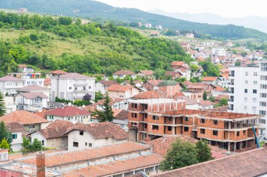 View over the beautiful city of Peja in North Kosovo clipart