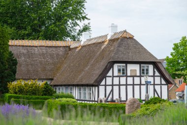 Buildings in town of Ringe on Fyn in Denmark on a summer day clipart