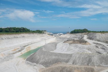 Sigerslev limestone quarry on stevns in Denmark on a sunny summer day clipart