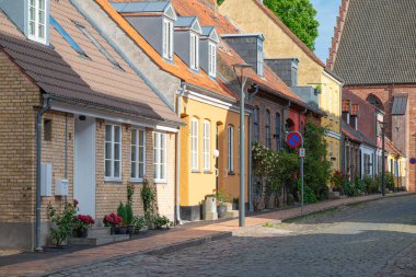 Danimarka 'nın Lolland adasındaki Maribo kasabasındaki güzel evler