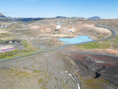 Myvatn Iceland - June 11. 2024: View of Namaskard and Bjarnarflag geothermal station clipart