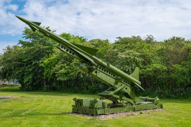 Stevns Danimarka - 30 Mayıs. 2024: Stevns Kalesi 'nde Nike füzesi