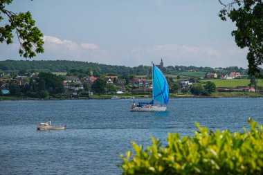 Svendborg Denmark - May 31. 2025: Sailboat in Svendborgsund clipart