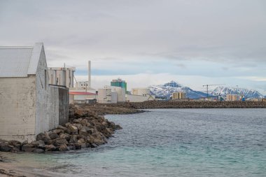 Batı İzlanda 'daki Akranes kasabasının kıyı şeridi