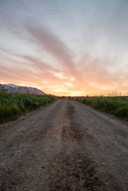 Kuzey İzlanda 'daki Hrisey Adası' nda güzel bir gün batımı