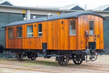 Odense Danimarka - 31 Mayıs. 2024: Demiryolu müzesinde tren