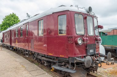 Odense Danimarka - 31 Mayıs. 2024: Demiryolu müzesinde tren