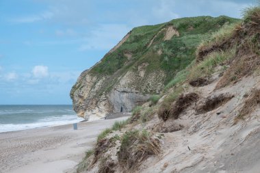 Kuzey Jutland, Danimarka 'da güneşli bir yaz gününde Bulbjerg' in güzel doğası