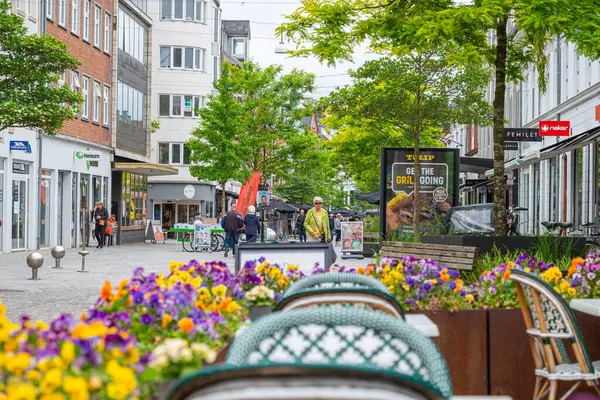 Herning Danimarka - 3 Haziran. 2024: Alışveriş caddesi