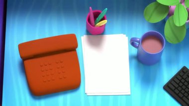 Ofis resepsiyon masası bilgisayar ile