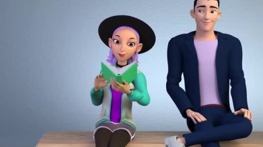 Bir arkadaş grubunun bir karikatür karakterinin 3 boyutlu canlandırması.