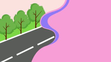 Yolu olan bir arkaplanın vektör illüstrasyonu.