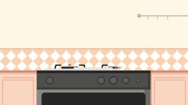 Mutfakta seksi kahve vektörü çizimi olan bir kadın var.