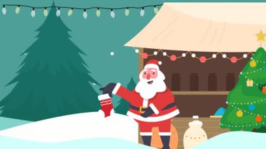 Noel kartı şablonu Noel Baba ile.