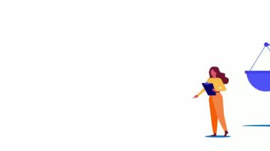 Kadın terazili dolar işareti tutuyor, adalet kavramı..