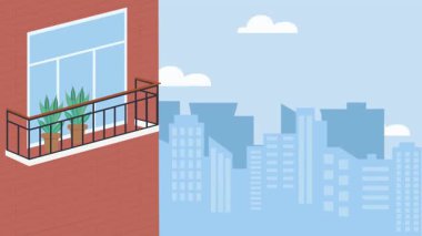 Evin penceresini temizleyen bir adamın vektör çizimi