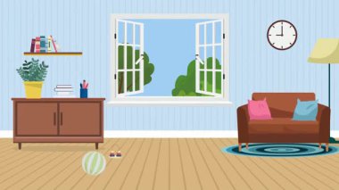 Evde bir kadının düz tasarımı..