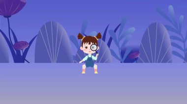 Tatlı kız sihirli değnekle kedisiyle oynuyor..