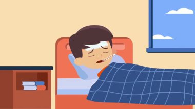 Hasta adam yatakta uyuyor.