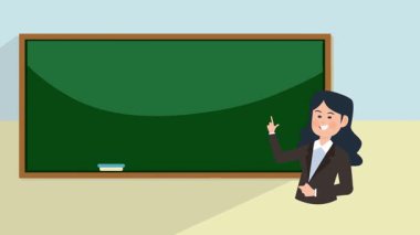 Öğretmenim sınıfta. Okul sınıfı. düz dizayn.