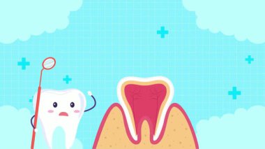 Diş ve diş hekimi. vektör illüstrasyonu