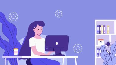 Evde çalışan kadın..