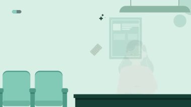 Ofisteki kadın, karikatür vektör çizimi.